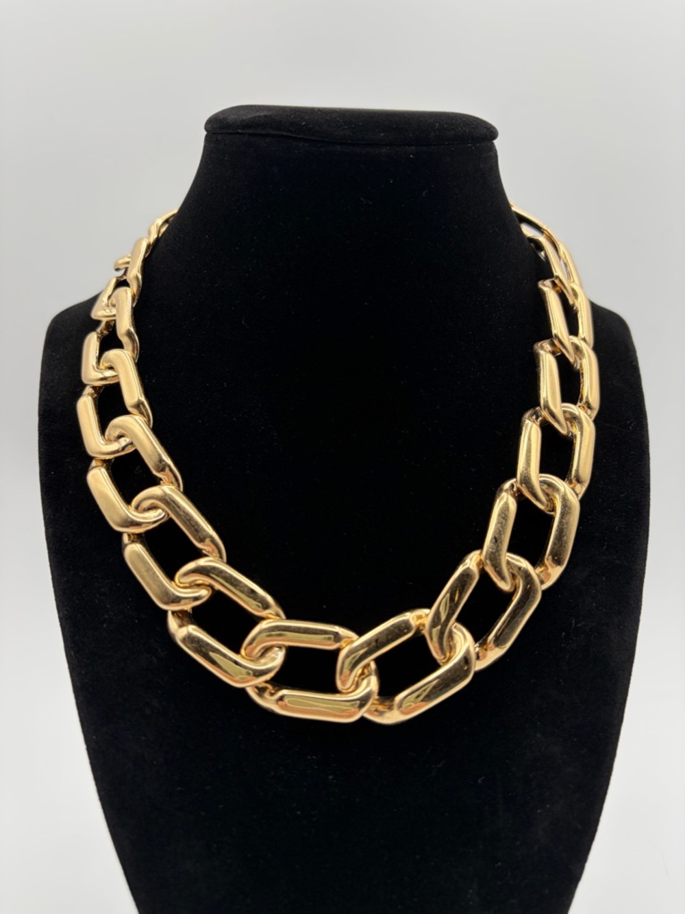 Vintage Gold Tone Chunky Chain Necklace 18” Bold Statement Link Collar